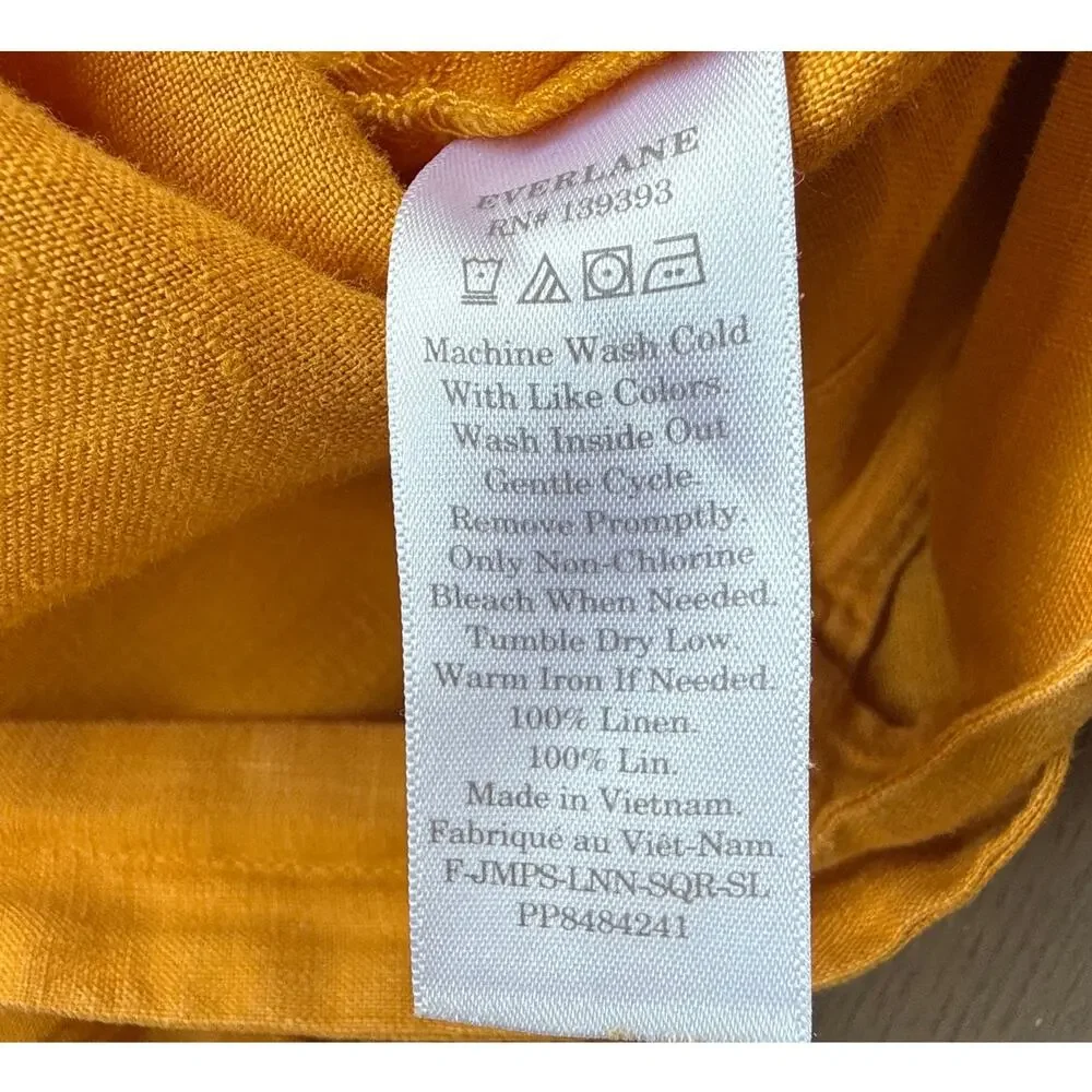 Everlane The Linen Square-Neck Jumpsuit Marigold Yellow Size 12